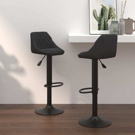 Lot de 2 Tabourets de bar  Tabouret Haut  Chaise de Bar  Siège de Cuisine noir velours HBTD124956