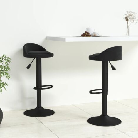 Lot de 2 Tabourets de bar Tabourets Chaises Hauts pour Cuisine, Bar Noir Velours -QS38029