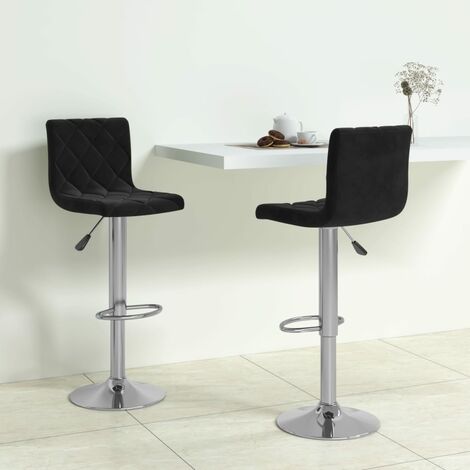 Lot de 2 Tabourets de bar Tabourets Chaises Hauts pour Cuisine, Bar noir velours -QS50812