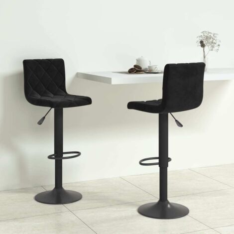 Lot de 2 Tabourets de bar Tabourets Chaises Hauts pour Cuisine, Bar Noir Velours -QS79213