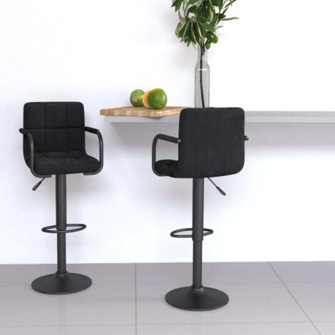 Lot de 2 Tabourets de bar Tabourets Chaises Hauts pour Cuisine, Bar noir velours -QS94367
