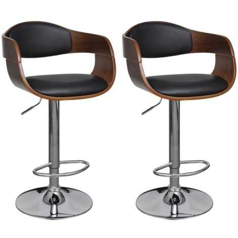 lot de 2 Tabourets de bar  Tabourets Haut  Chaises de Bar  Sièges de Cuisine bois courbé et similicuir HAV1848