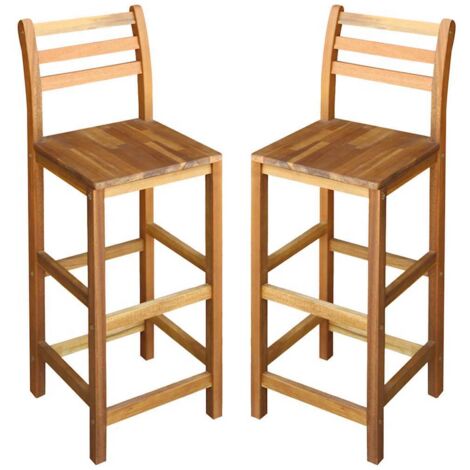 lot de 2 Tabourets de bar  Tabourets Haut  Chaises de Bar  Sièges de Cuisine bois d'acacia massif HAV1912
