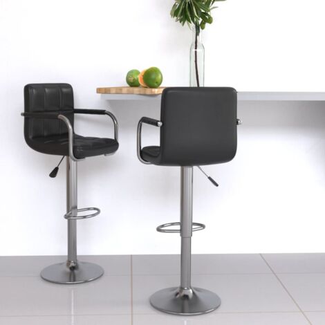 lot de 2 Tabourets de bar  Tabourets Haut  Chaises de Bar  Sièges de Cuisine noir similicuir HAV8738