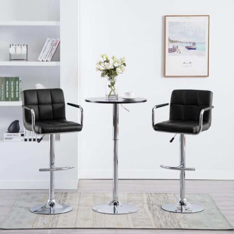 Lot de 2 Tabourets de bar Tabourets Haut - Fauteuils de bar Noir Similicuir BV634959 - BonneVie