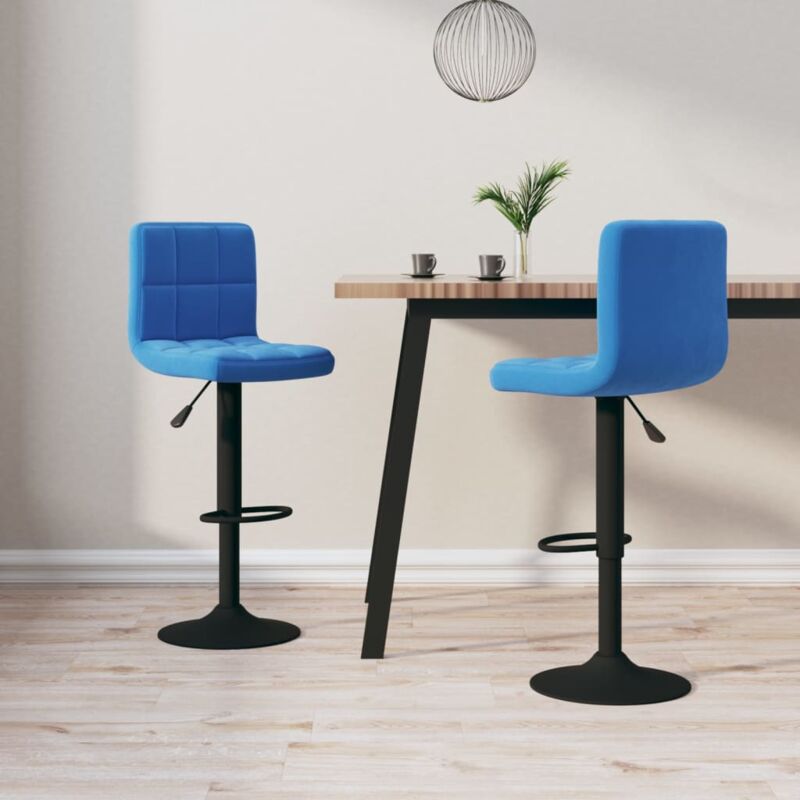 Lot de 2 Tabourets de bar, Tabourets hauts, Chaises de cuisine bleu velours CON441065 DESIGN IN