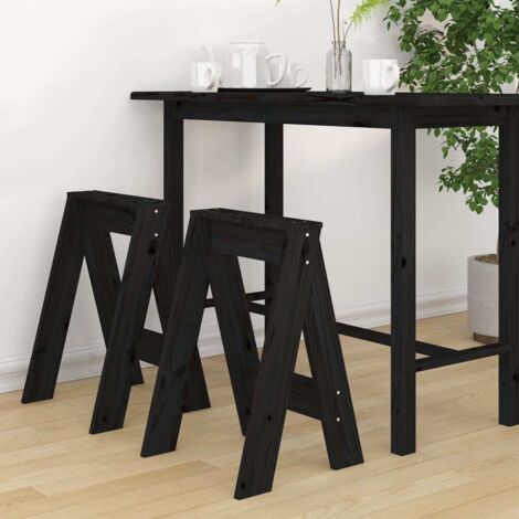 lot de 2 Tabourets de bar, Tabourets pour cuisine, Tabourets Hauts noir 40x40x60 cm bois massif de pin HAV6629