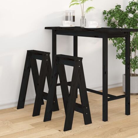 lot de 2 Tabourets de bar, Tabourets pour cuisine, Tabourets Hauts noir 40x40x75 cm bois massif de pin HAV1640