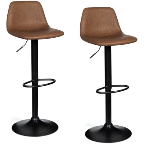 Lot de 2 tabourets de bar TEXAS marron vintage