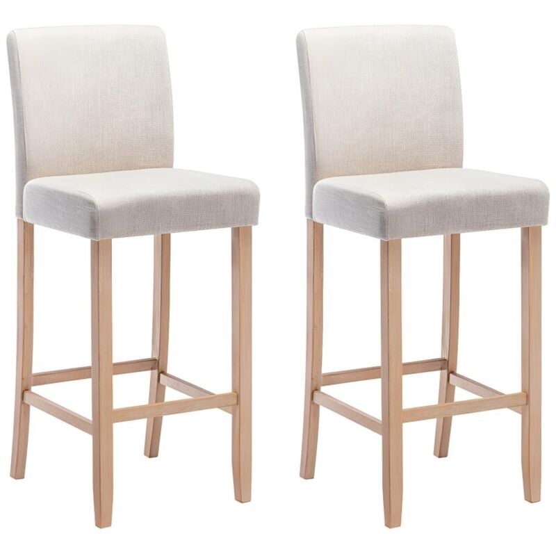Lot de 2 tabourets de bar - Tissu - Beige - rovigo