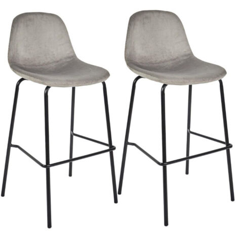 Lot de 2 Tabourets de Bar Velours "Giulia" 100cm Gris