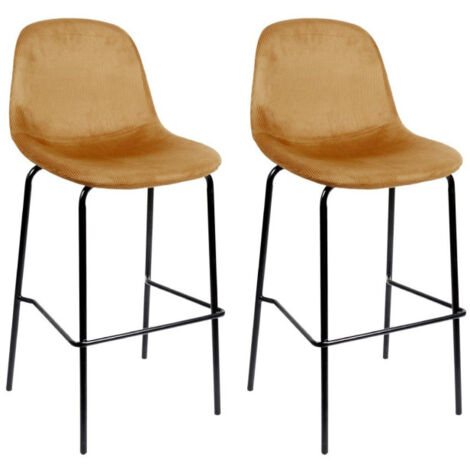 Lot de 2 Tabourets de Bar Velours "Giulia" 100cm Jaune