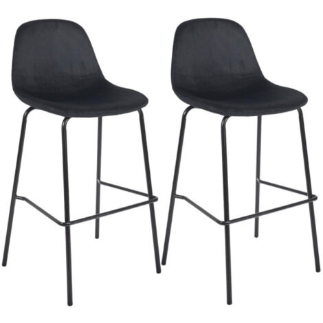 Lot de 2 Tabourets de Bar Velours "Giulia" 100cm Noir