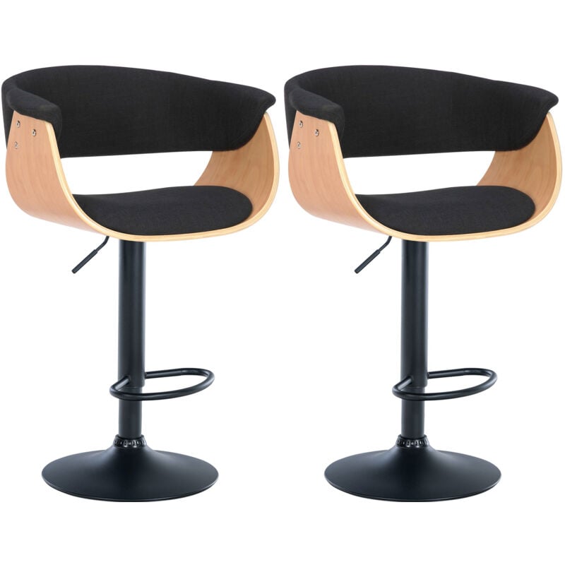 CLP - Lot de 2 tabourets de bar Vestal Nature / Noir Tissu