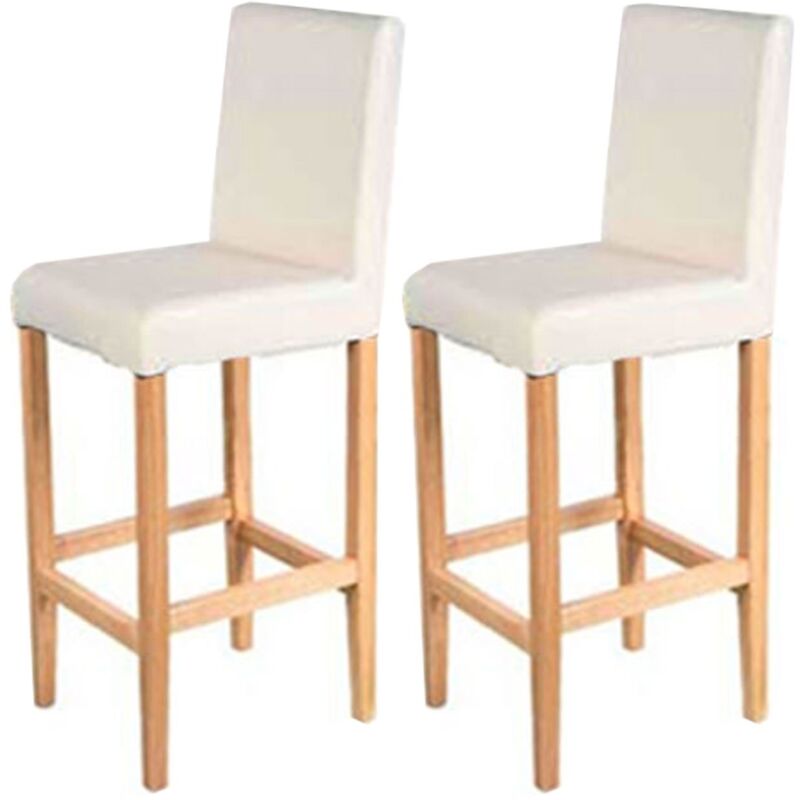 Lot de 2 tabourets de bar Vicenza, cuir, crème/pieds clairs