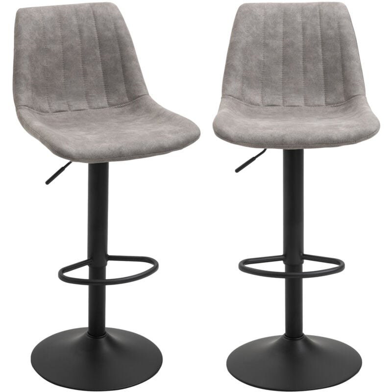 MH - Lot de 2 tabourets de bar Vintage todd gris et noir