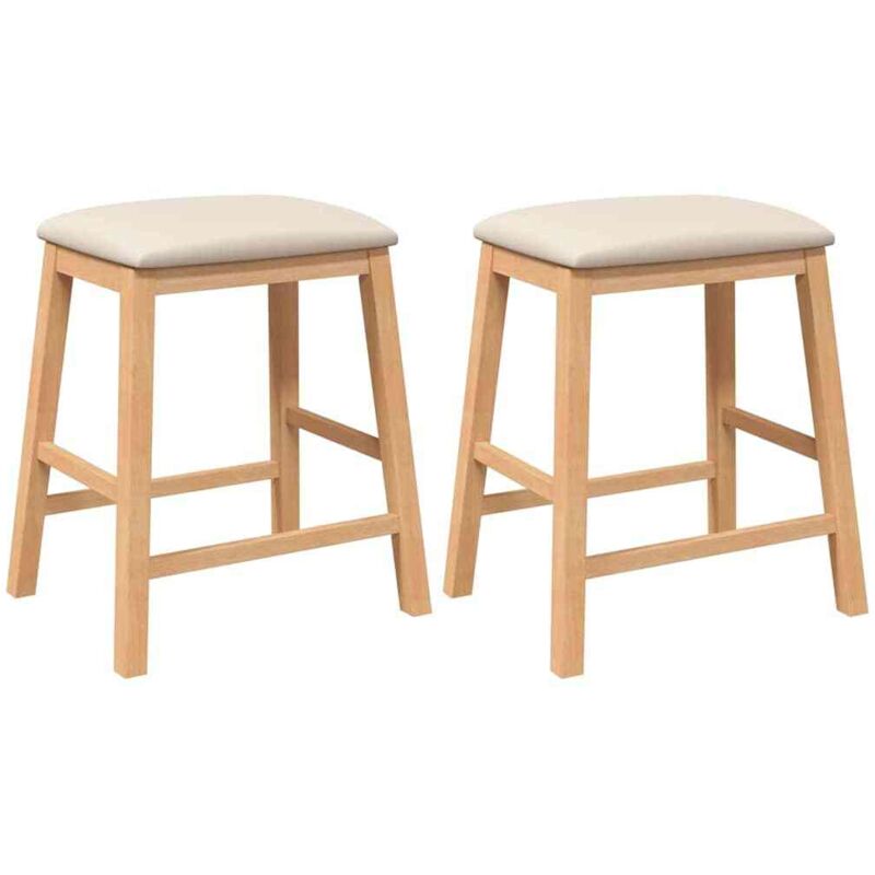 Lot de 2 Tabourets de bar，Chaise de bar avec coussins bois massif d'hévéa CFW550034
