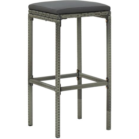 Lot de 2 Tabourets de bar，Chaise de bar avec coussins gris résine tressée CFW524211