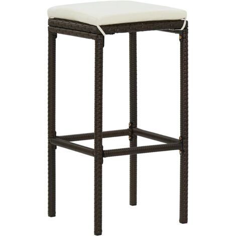 Lot de 2 Tabourets de bar，Chaise de bar avec coussins marron résine tressée CFW984430