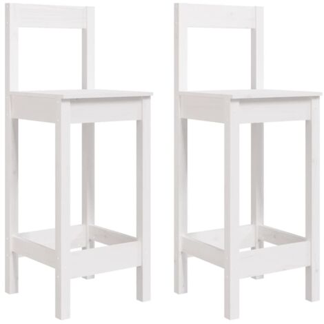 Lot de 2 Tabourets de bar,Chaise de bar blanc 40x41,5x112 cm bois de pin solide CFW159772