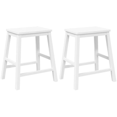 Lot de 2 Tabourets de bar,Chaise de bar blanc bois massif d'hévéa CFW392653