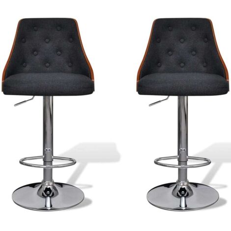 Lot de 2 Tabourets de bar,Chaise de bar bois courbé et tissu CFW662898