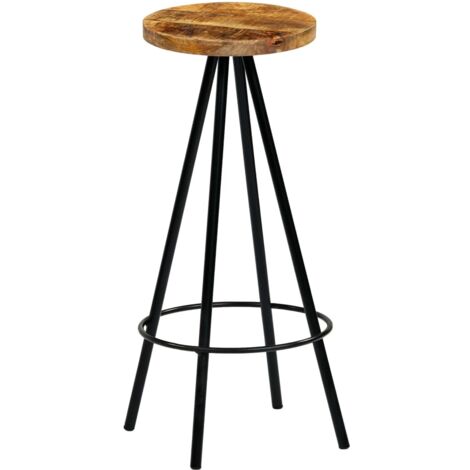 Lot de 2 Tabourets de bar，Chaise de bar bois de manguier solide CFW360155