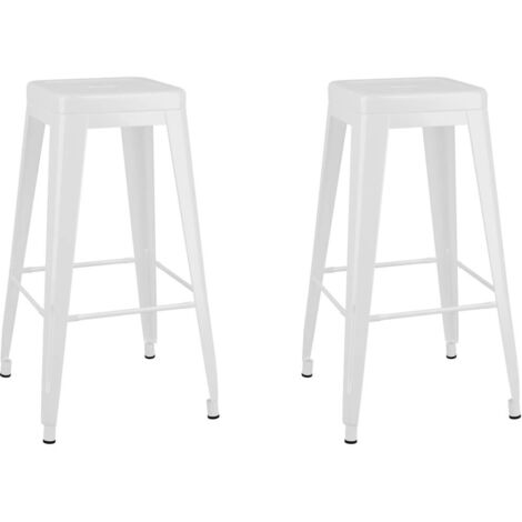 Lot de 2 Tabourets de bar，Chaise de bar empilables blanc Métal CFW127115