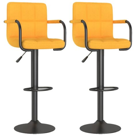 Lot de 2 Tabourets de bar，Chaise de bar jaune moutarde tissu CFW706804