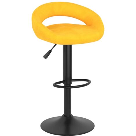 Lot de 2 Tabourets de bar，Chaise de bar jaune moutarde velours CFW769947