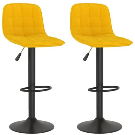 Lot de 2 Tabourets de bar,Chaise de bar Jaune Velours CFW702890
