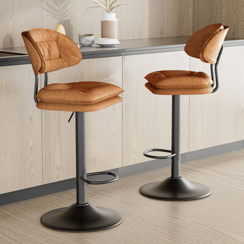 Hawthyhome - Lot de 2 Tabourets de Bar,Chaise de Bar Rembourré,Tabouret de Bar avec Repose-Pieds,Chaise Haute avec dossier, Marron