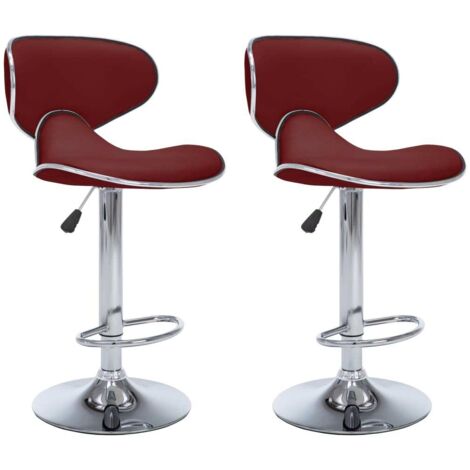 Lot de 2 Tabourets de bar,Chaise de bar rouge bordeaux similicuir CFW588487