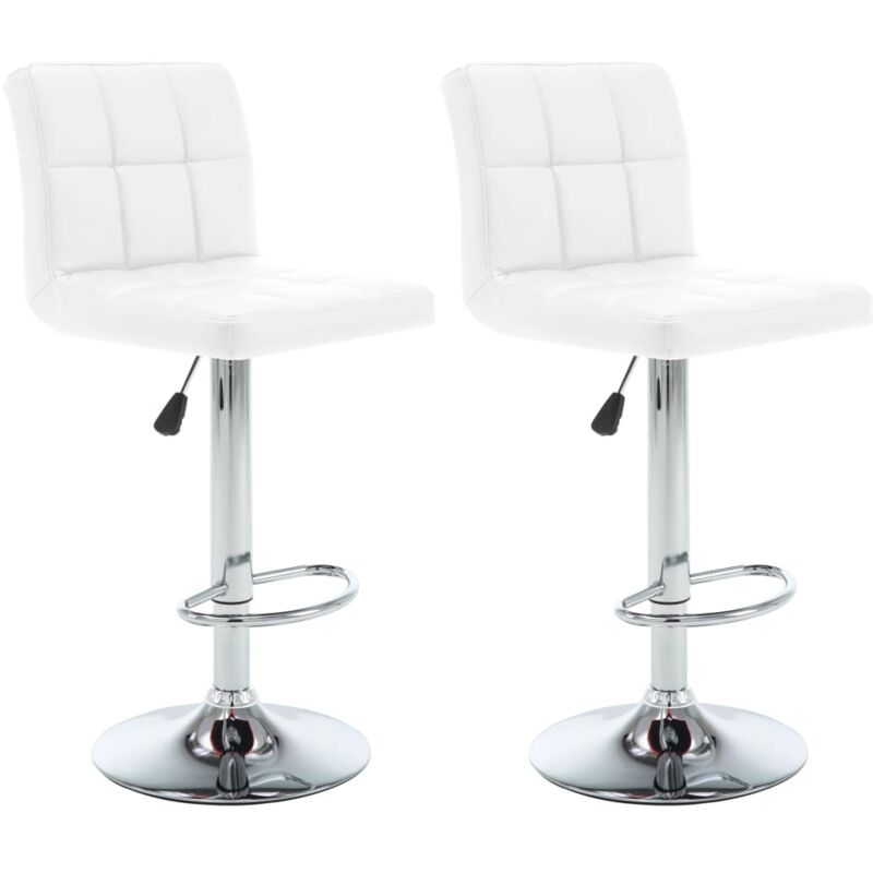 Lot de 2 Tabourets de bar，Chaise de Bar，Tabouret Haut blanc similicuir CFW55207