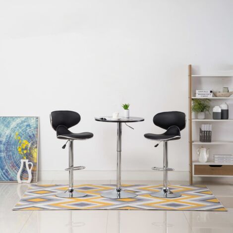 Lot de 2 Tabourets de bar，Chaise de Bar，Tabouret Haut noir similicuir CFW46322