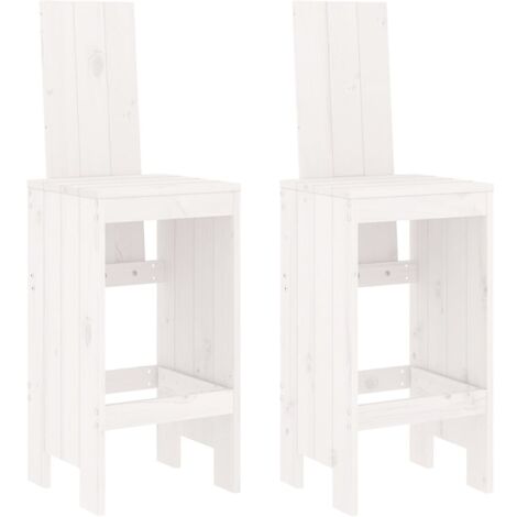 Lot de 2 Tabourets de bar，Chaise haute，Tabouret Haut blanc 40x42x120 cm bois massif de pin CFW49750