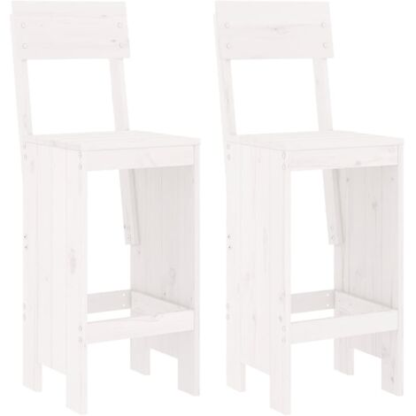 Lot de 2 Tabourets de bar，Chaise haute，Tabouret Haut blanc 40x48,5x115,5cm bois massif de pin CFW49751