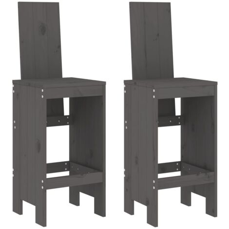 Lot de 2 Tabourets de bar，Chaise haute，Tabouret Haut gris 40x42x120 cm bois massif de pin CFW49756
