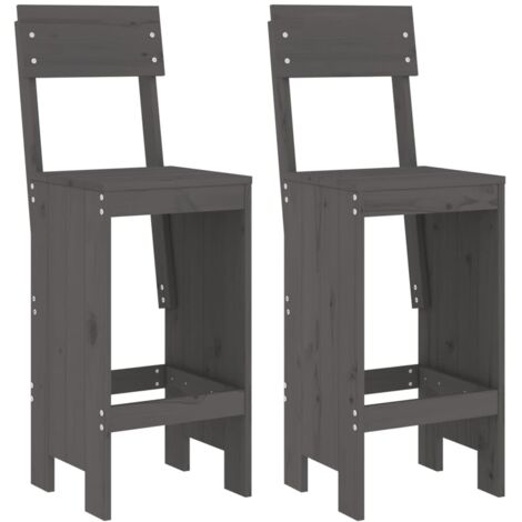 Lot de 2 Tabourets de bar，Chaise haute，Tabouret Haut gris 40x48,5x115,5 cm bois massif de pin CFW49757