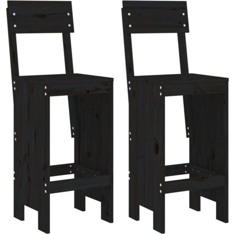 Lot de 2 Tabourets de bar，Chaise haute，Tabouret Haut noir 40x48,5x115,5 cm bois massif de pin CFW49765