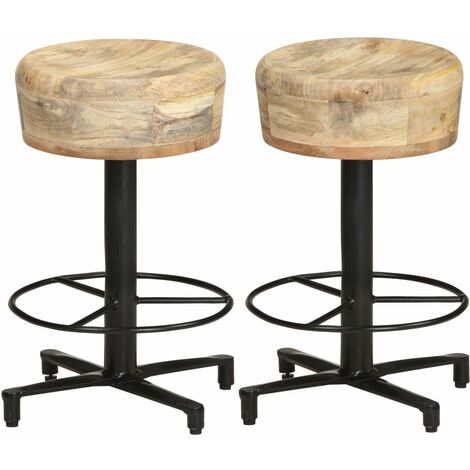 Lot de 2 Tabourets de bar,Chaises hautes de bar luxueuses 52 cm bois de manguier massif -92619