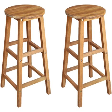Lot de 2 Tabourets de bar,Chaises hautes de bar luxueuses bois d'acacia massif -34580