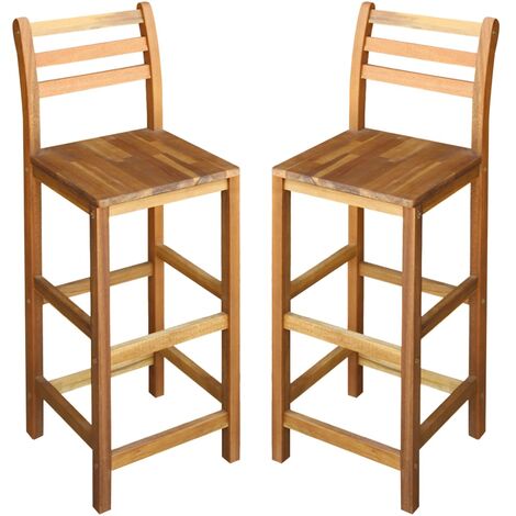 Lot de 2 Tabourets de bar,Chaises hautes de bar luxueuses bois d'acacia massif -64626