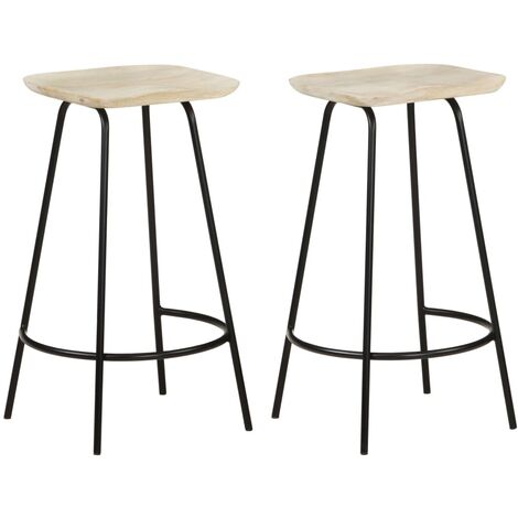 Lot de 2 Tabourets de bar,Chaises hautes de bar luxueuses bois de manguier massif -63713