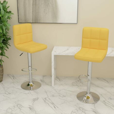 Lot de 2 Tabourets de bar,Chaises hautes de bar luxueuses jaune moutarde tissu -58157
