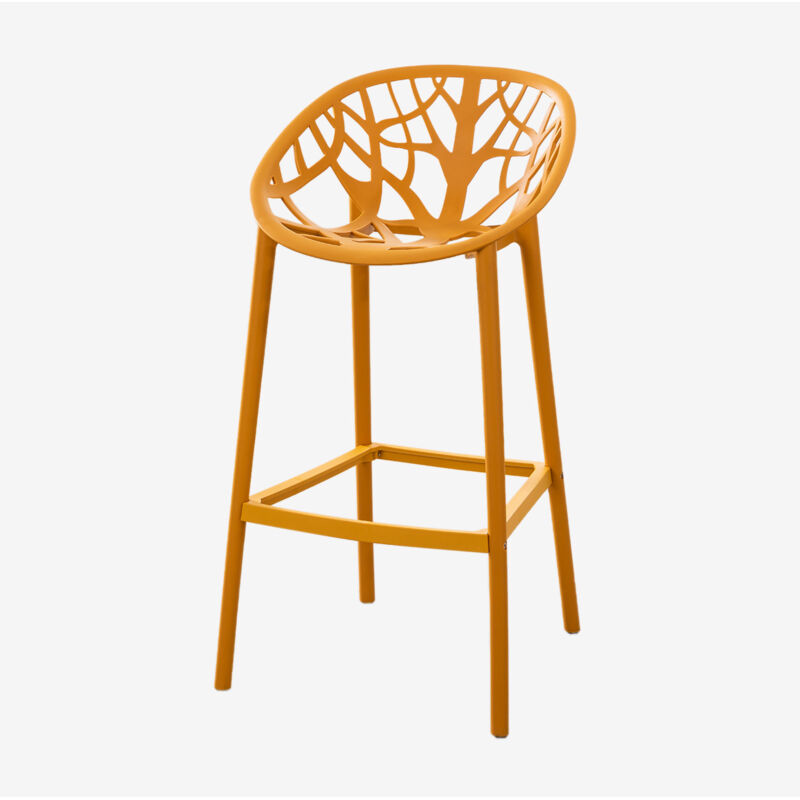 Sklum - Lot de 2 tabourets de jardin hauts en polypropylène Ores Moutarde ↑65 cm
