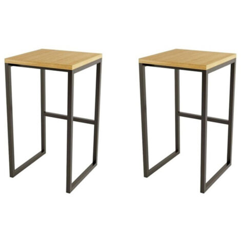 Lot de 2 Tabourets Design "Frame" 65cm Chêne & Noir