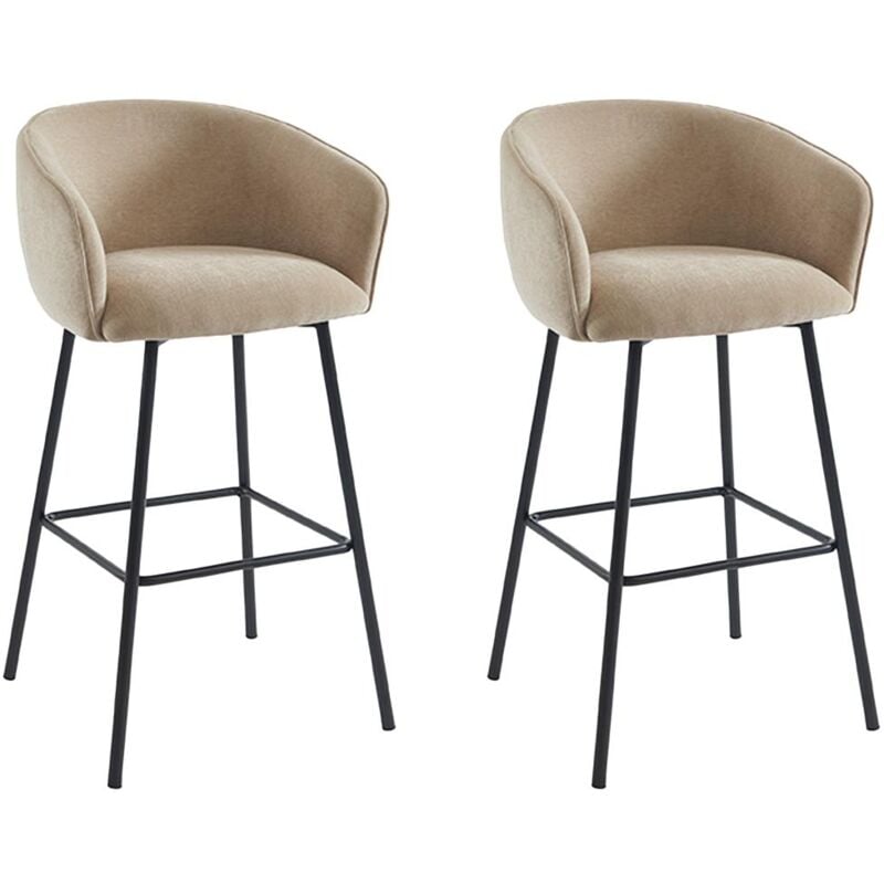 Pascal Morabito - Lot de 2 tabourets en tissu et métal noir - Beige - lazoni de