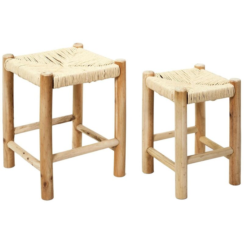 Mobilibrico - Lot De 2 Tabourets Gigognes Hamram - Home Deco Factory