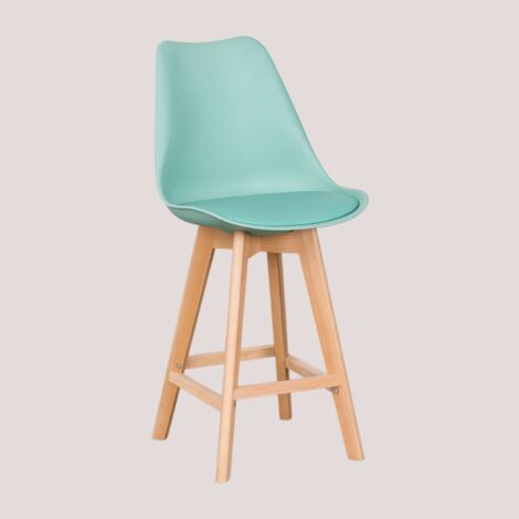 Lot de 2 tabourets hauts 65 cm avec coussin en similicuir nordique SKLUM Vert Jade